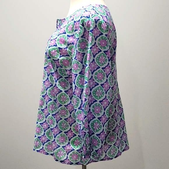 Talbots Split Neck Pin-tuck Top - Medallion Size XL - Picture 8 of 13